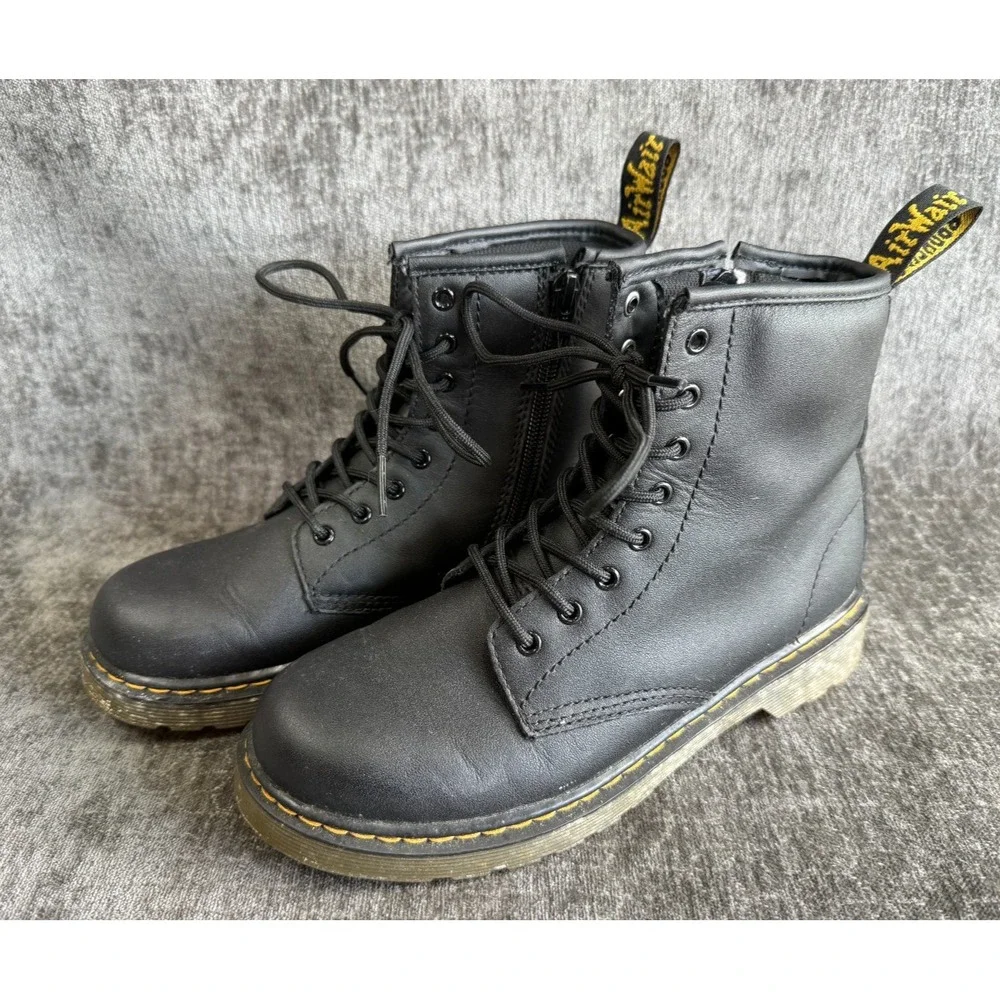 Dr. Martens 1460 J Black Leather Side Zip Combat Boots Youth US 4 / UK 3 / EU 36